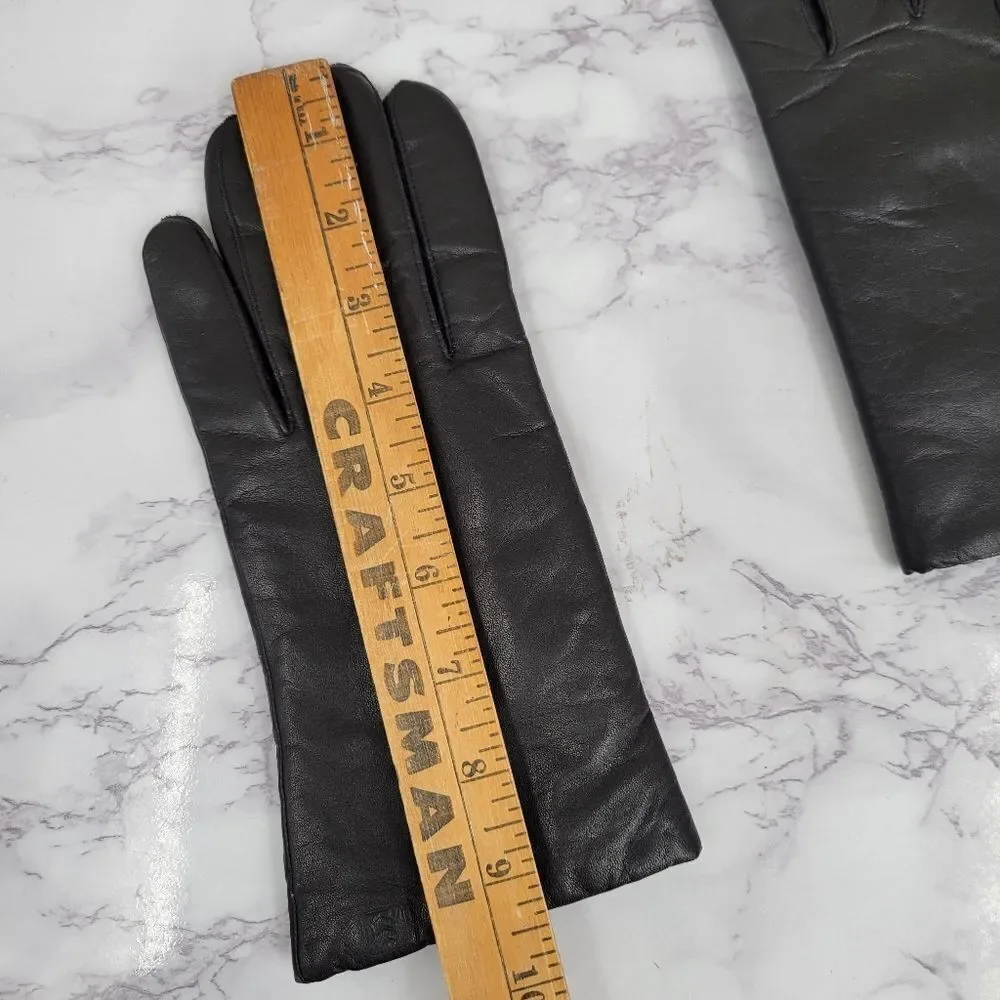 Isotoner Black Leather Driving Gloves with Knit Lining Women's Large